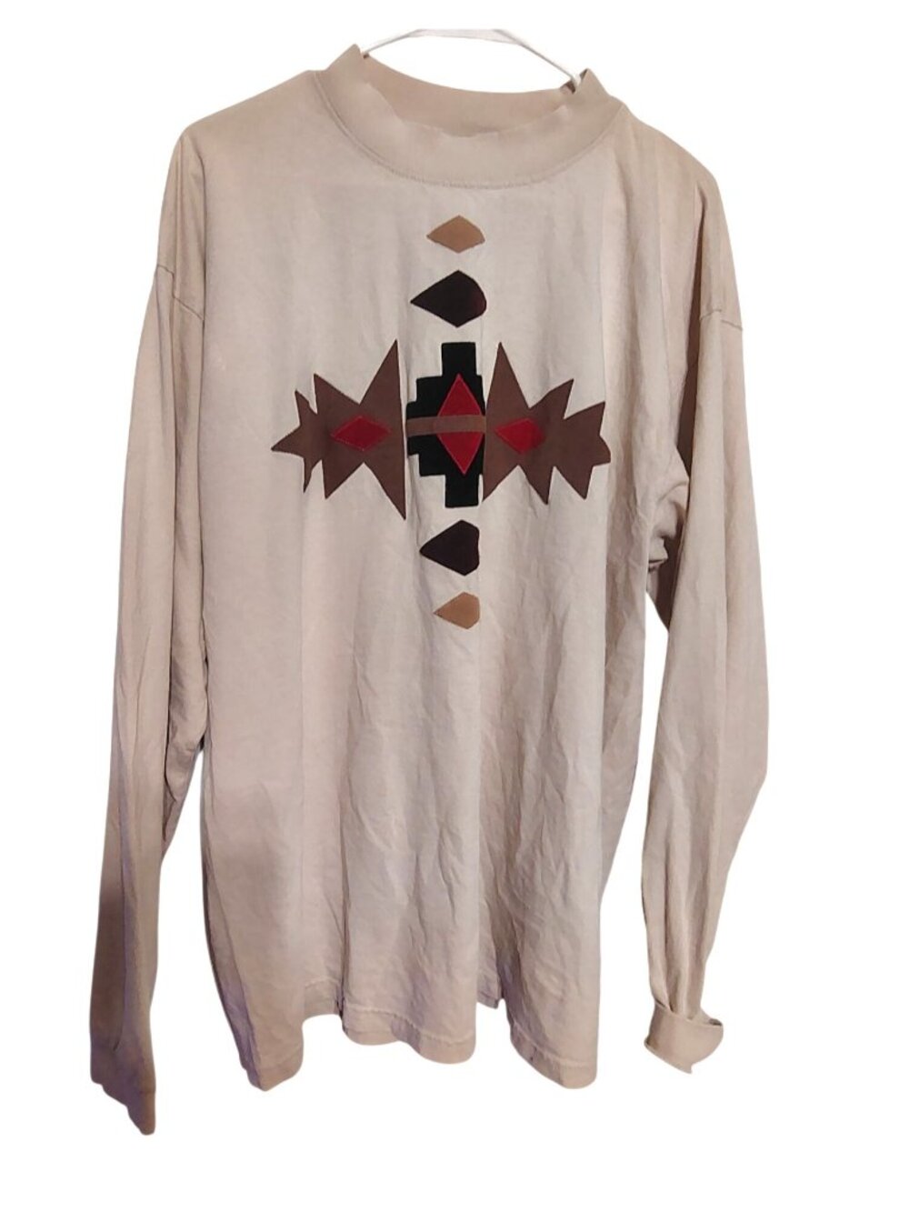 Vintage Henry & Elise Mignardot XL Long Sleeve T-Shirt Sante Fe Aztec NM Cotton